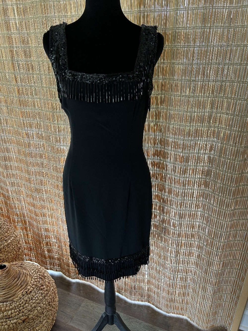 Fabrice Silhouette Ladies Black Beaded Cocktail Dress